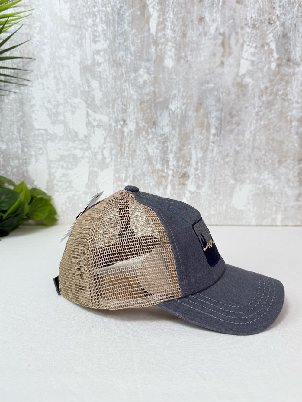 Wildlife Embroidered Trucker Hat - Gray and Tan Mesh - Picture 3 of 5
